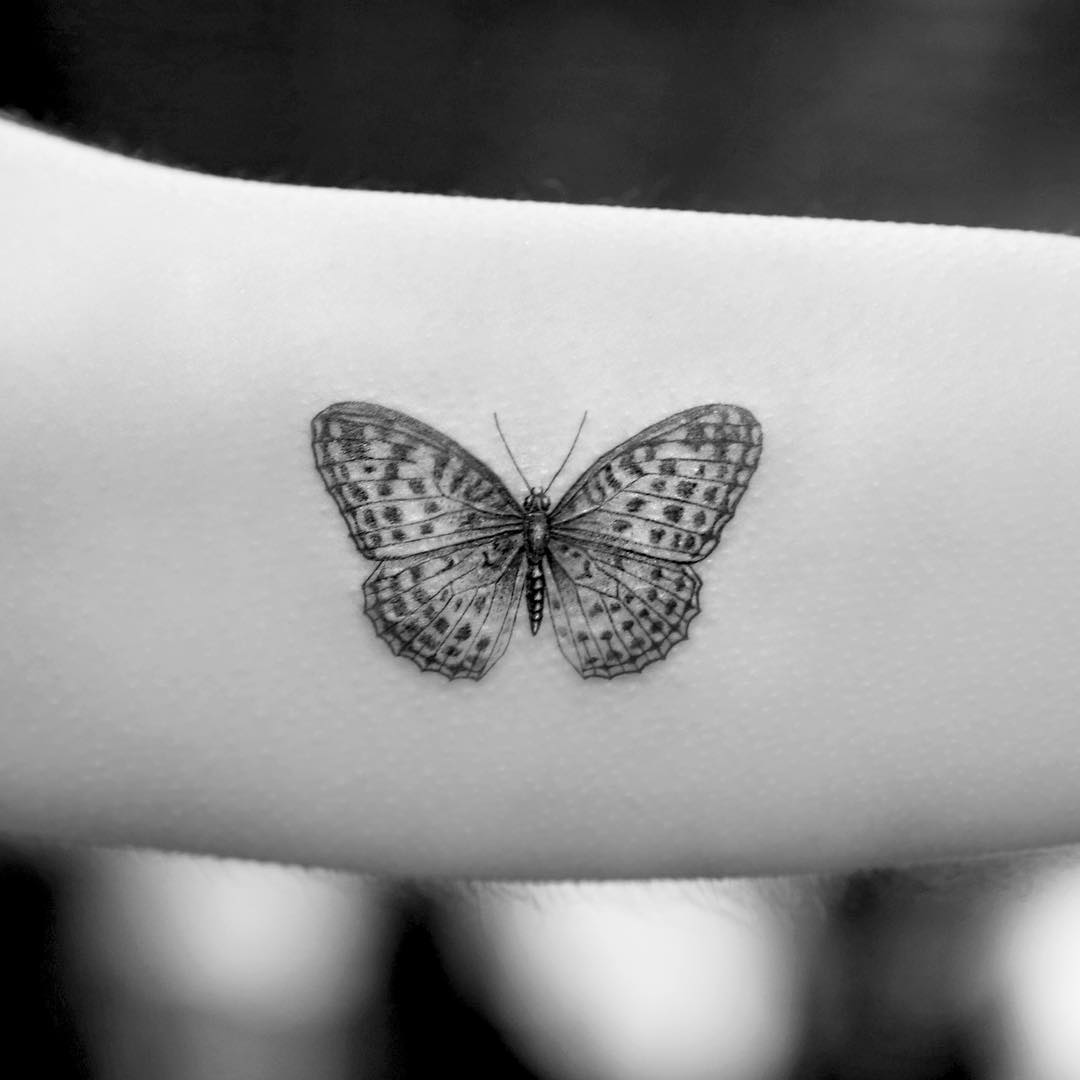 Fine line butterfly couple on the right inner arm  Official Tumblr  page for Tattoofilter for Men and Women