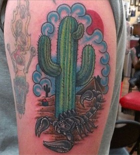 Cactus and scorpion tattoo