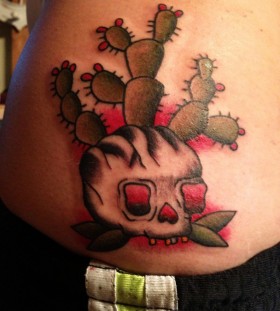 Cactus and skull tattoo