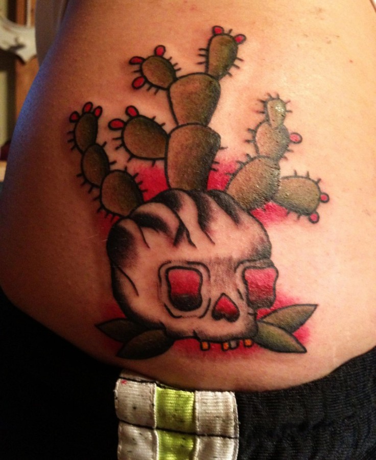 Cactus and skull tattoo