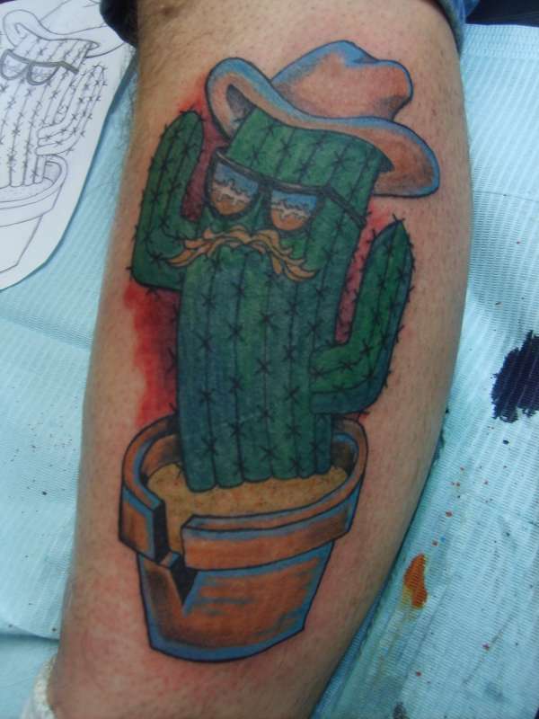 Cactus with a moustache tattoo