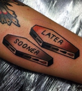 Casket tattoo by Matt Cooley