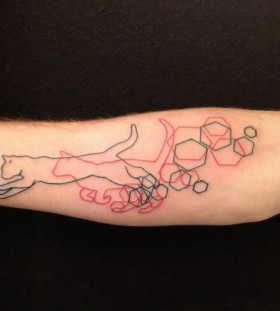 Cat and geometric shapes tattoo