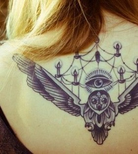 Chandelier and owl tattoo