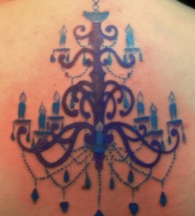 Chandelier with blue candles tattoo