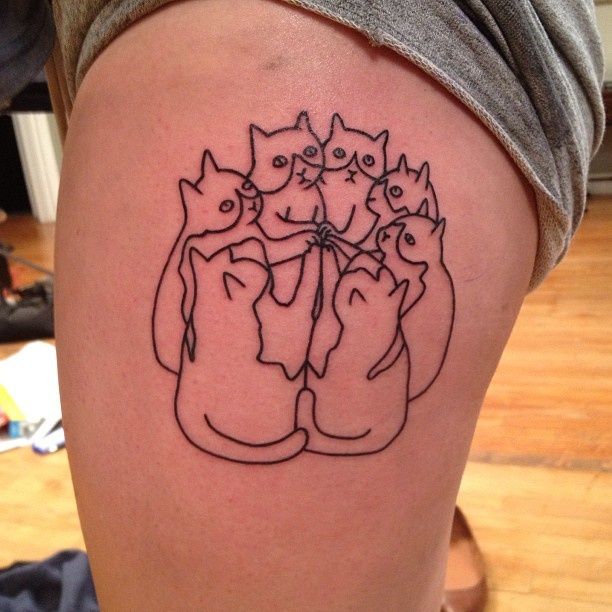 Circle of cats tattoo