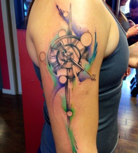 Clock watercolor tattoo. By Justin Nordine