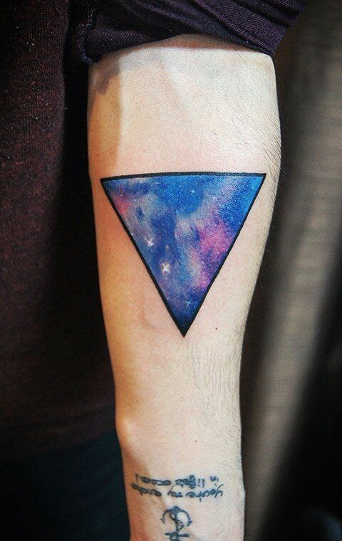 Clouds and stars triangle tattoo