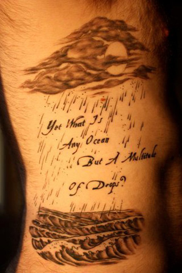 Clouds rain and quote tattoo