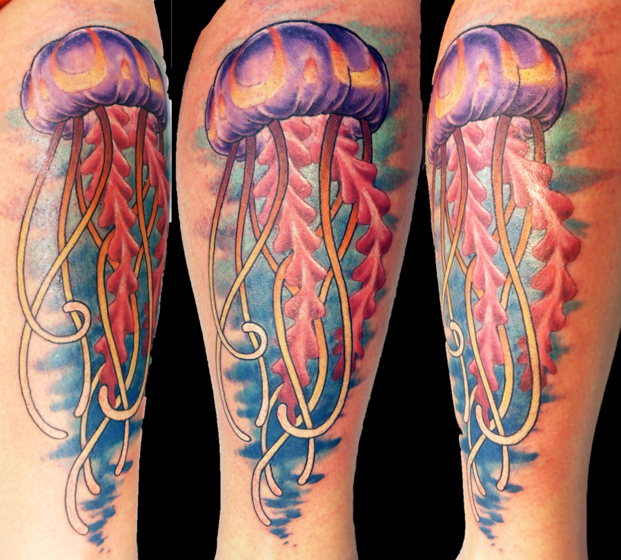Coloured jellyfish tattoo