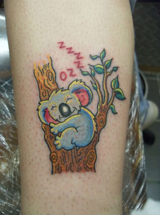 Coloured koala bear tattoo