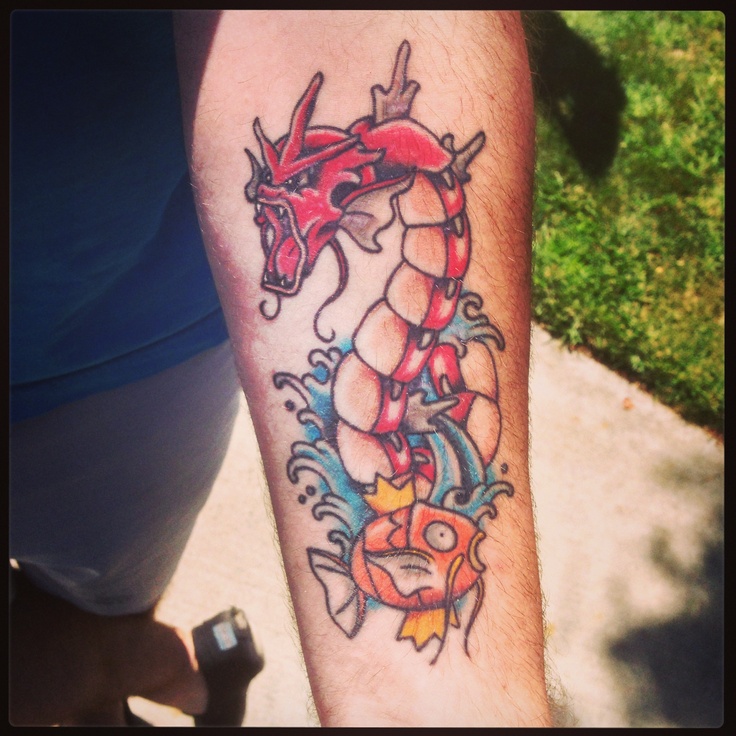 Coloured pokemon arm tattoo