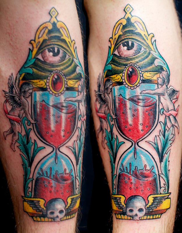 Coloured sand clock tattoo - | TattooMagz › Tattoo Designs / Ink Works