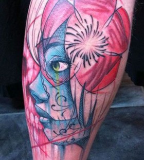 Coloured santa muerte girl tattoo