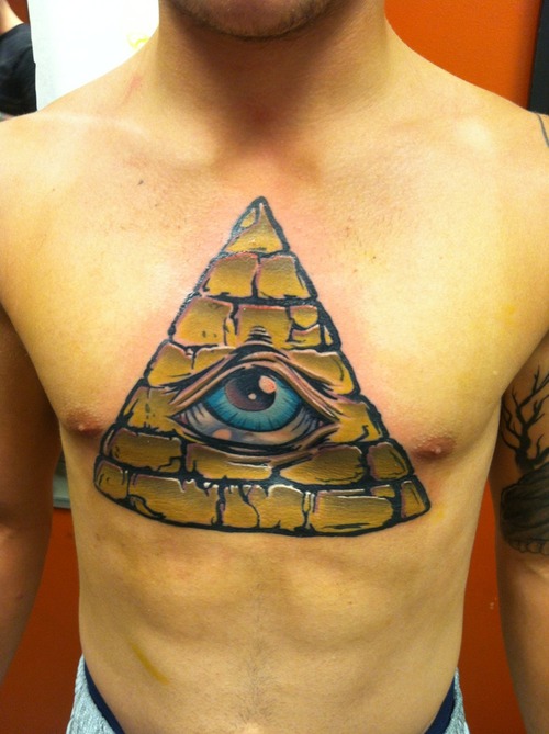 Coloured Triangle Eye Chest Tattoo Tattoomagz Tattoo Designs