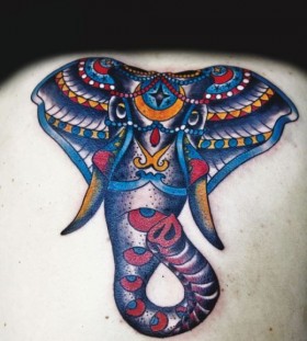 Colourful elephant tattoo by Eva Huber