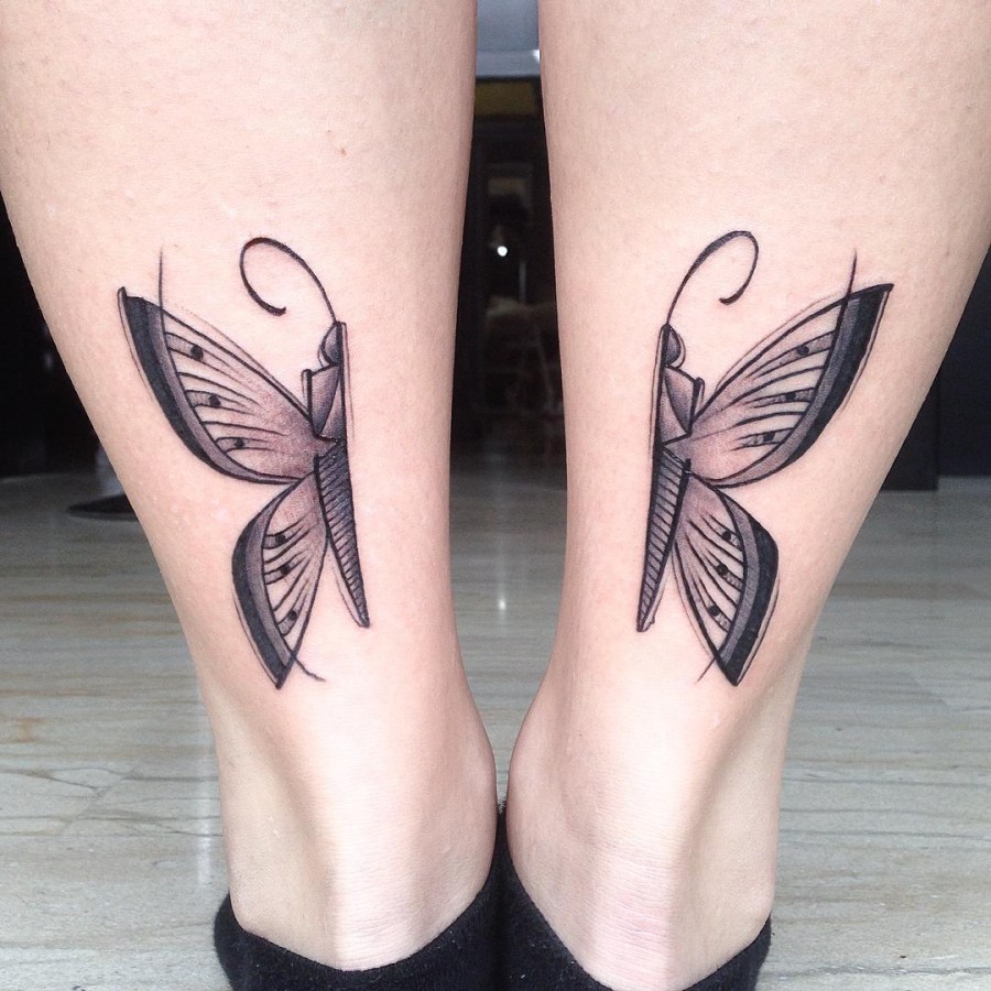 Butterfly divided in half blackwork tattoo by. lucatestadiferro. 