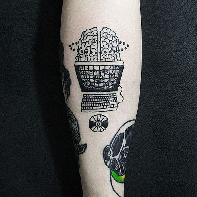 Computer tattoo by Dase Roman Sherbakov TattooMagz