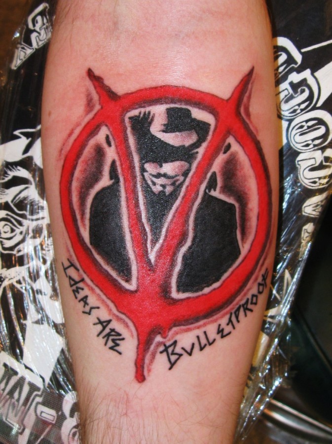 Cool V for Vendetta arm tattoo