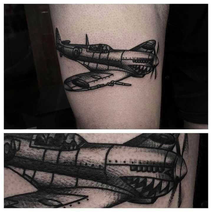 Cool airplane tattoo by Charley Gerardin