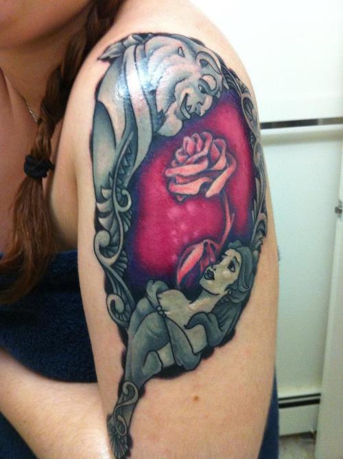 Cool beauty and the beast tattoo