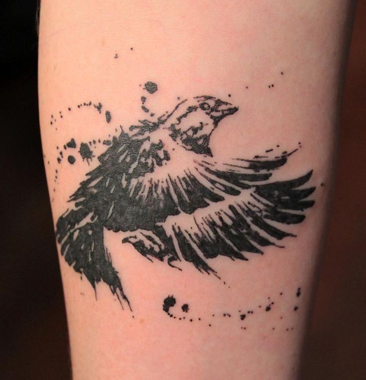Cool black crow tattoo