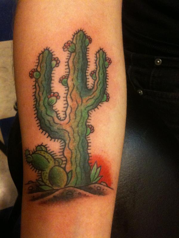 Cool cactus arm tattoo