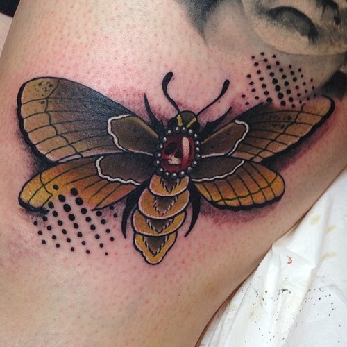 Cool coloured moth tattoo