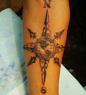Cool compass town tattoo
