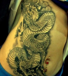 Cool dragon stomach tattoo