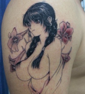 Cool girl's anime tattoo