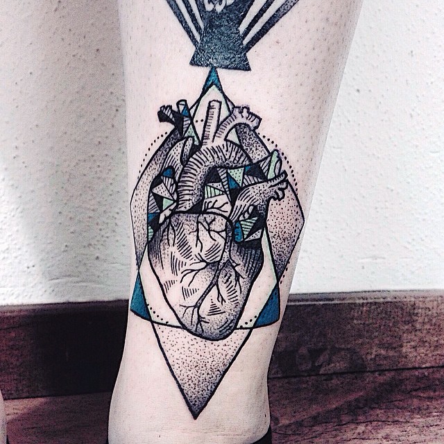 Cool heart leg tattoo