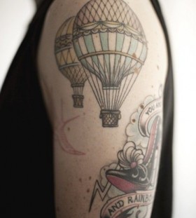 Cool hot air balloon arm tattoo