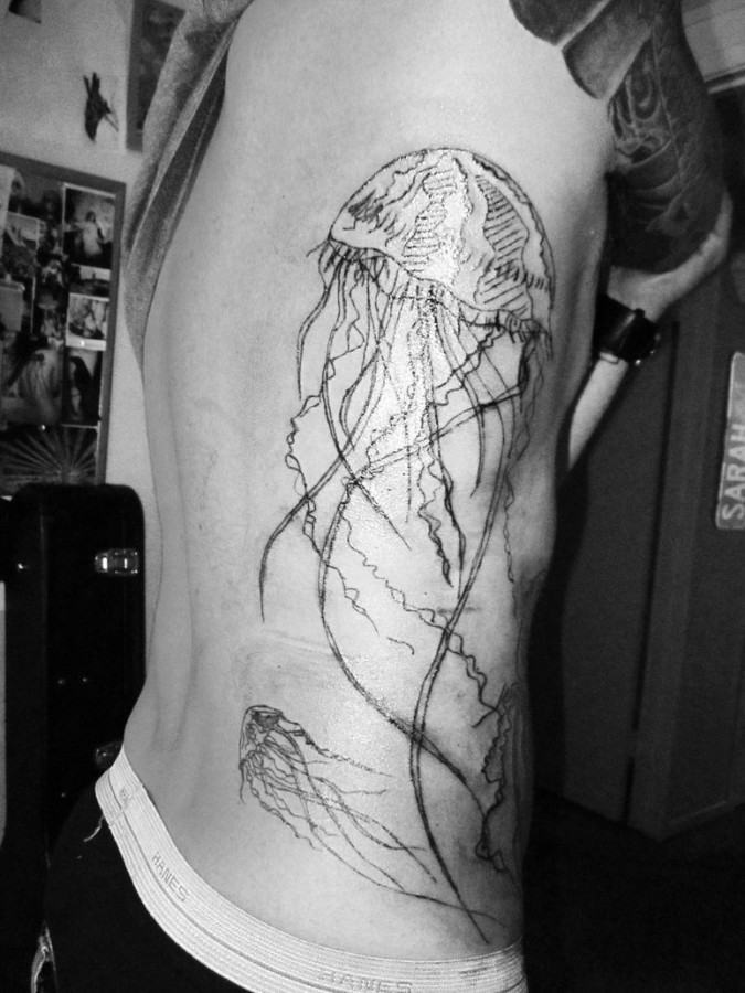 Cool jellyfish side tattoo