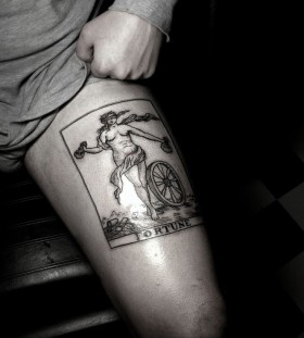 Cool leg tattoo by Thomas Cardiff