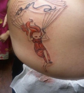 Cool parachuting girl tattoo