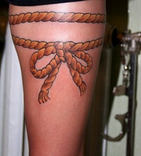 Cool rope knot leg tattoo