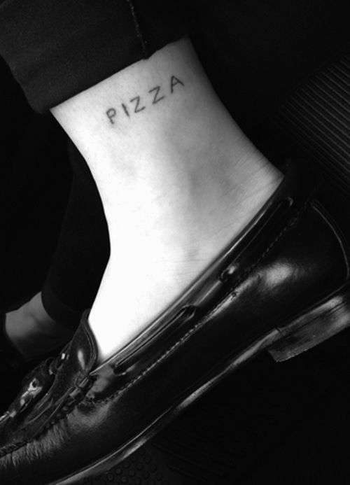 Cool shoes and pizza tattoo
