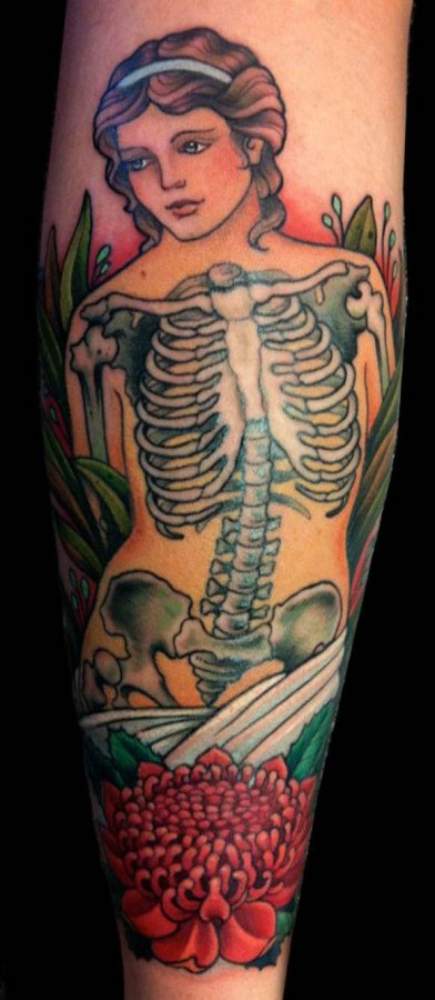 Cool skeleton tattoo by W. T. Norbert