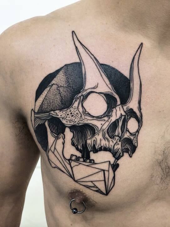 Cool skull tattoo by Michele Zingales