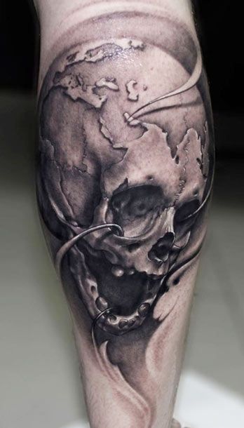 Cool skull tattoo by Riccardo Cassese