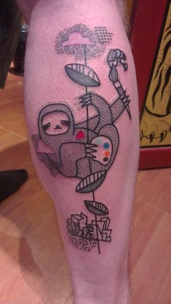 Cool sloth leg tattoo