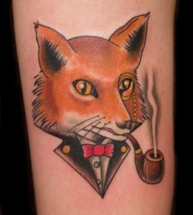 Cool smoking fox tattoo