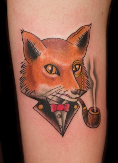 Cool smoking fox tattoo