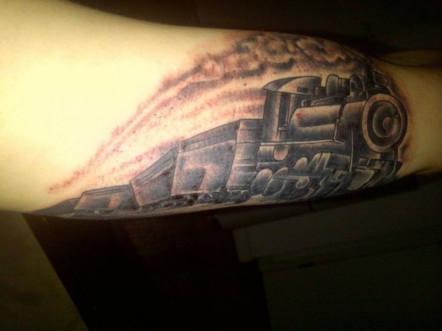 Cool train arm tattoo