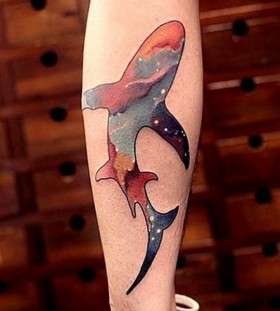 Cosmic shark tattoo by Chen Jie