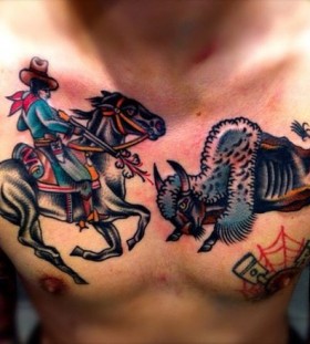Cowboy hunting tattoo by Charley Gerardin
