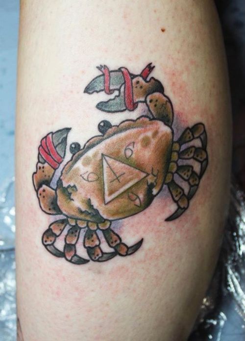 Crab with tied claws tattoo