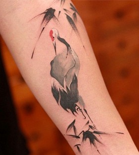 Crane tattoo by Chen Jie