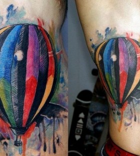 Creative hot air balloon side tattoo
